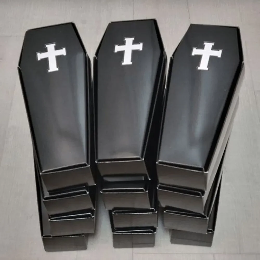 ⚰️12pcs Set Halloween Goth Coffin Casket Party Favor Treat Boxes Black Cardboard